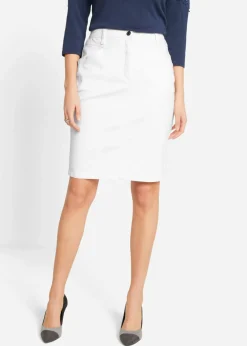 bonprix bonprix Falda vaquera elástica Blanco Clearance
