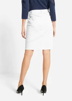 bonprix bonprix Falda vaquera elástica Blanco Clearance