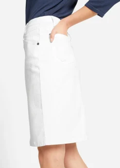 bonprix bonprix Falda vaquera elástica Blanco Clearance
