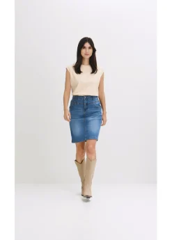 bonprix bonprix Falda vaquera elástica Azul piedra usado