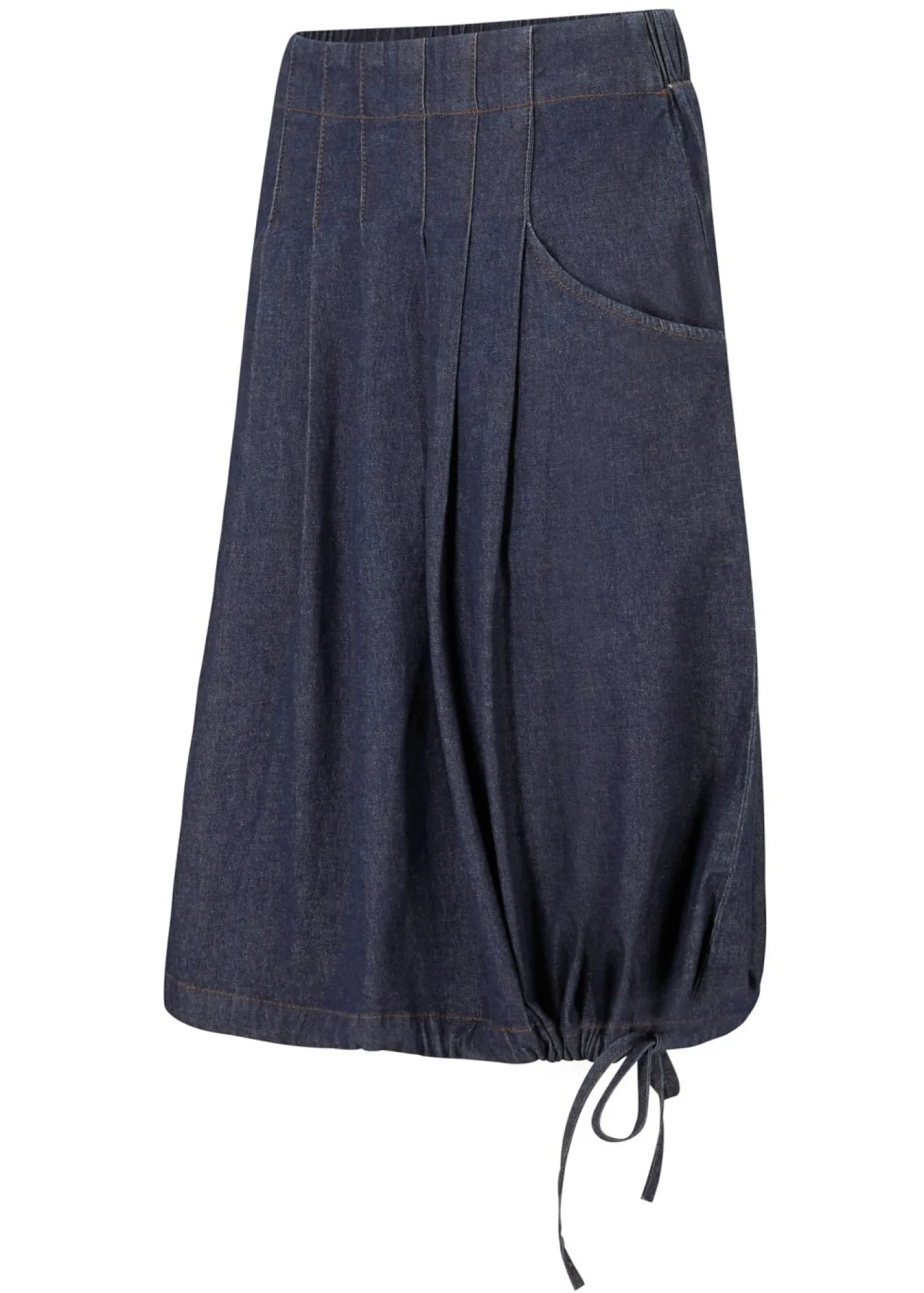 bonprix bonprix Falda vaquera elástica con banda para anudar y cintura cómoda Vaquero oscuro Clearance