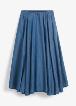 bonprix bonprix Falda vaquera, high waist, cintura cómoda, de algodón orgánico Azul piedra Hot