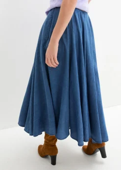 bonprix bonprix Falda vaquera, high waist, cintura cómoda, de algodón orgánico Azul piedra Hot