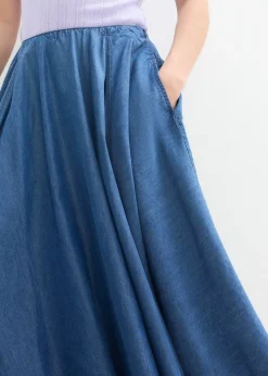 bonprix bonprix Falda vaquera, high waist, cintura cómoda, de algodón orgánico Azul piedra Hot