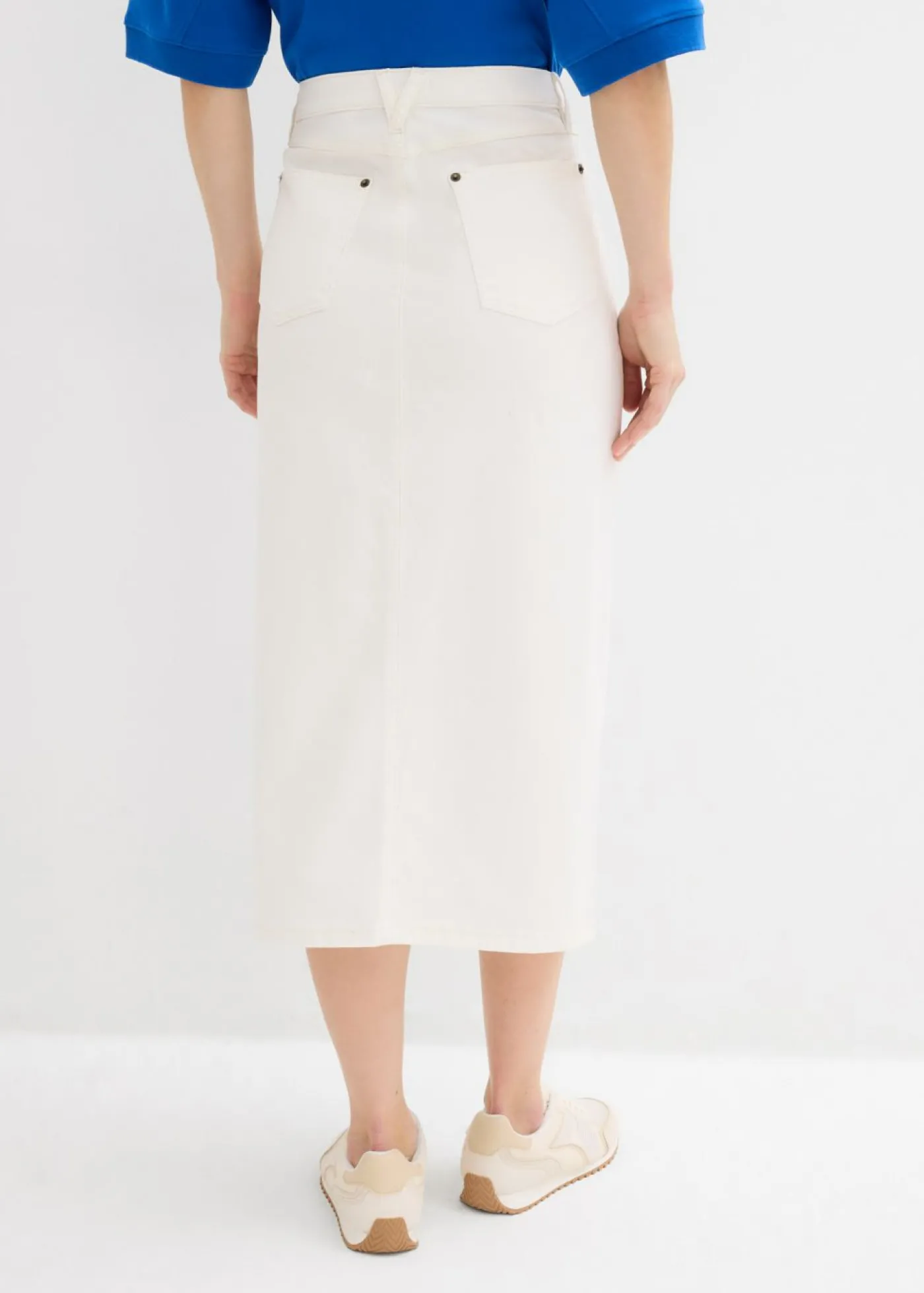 bonprix bonprix Falda vaquera midi Blanco lana Clearance