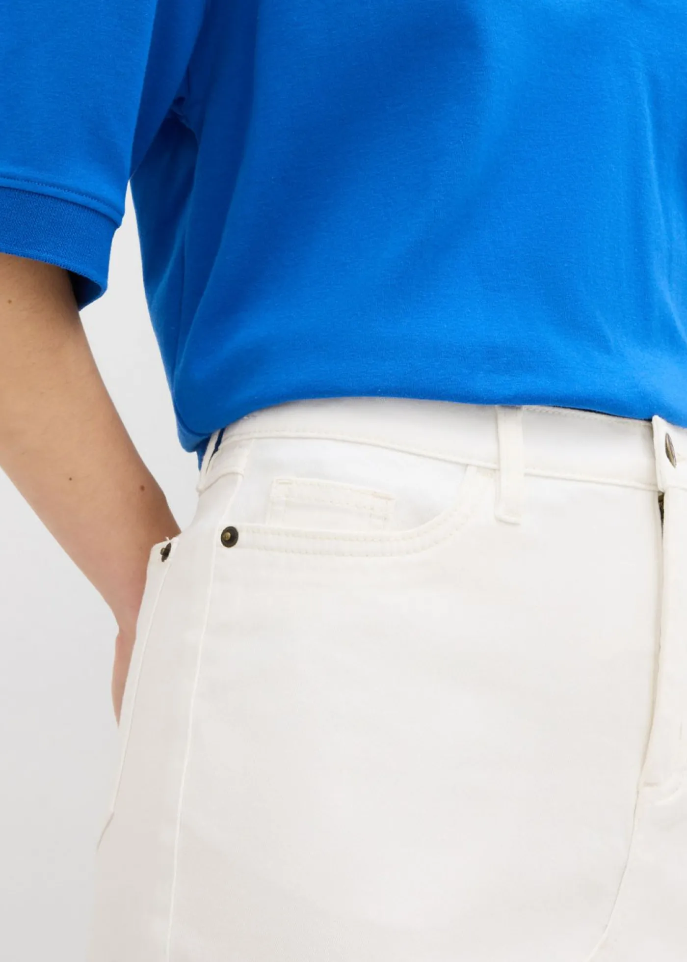 bonprix bonprix Falda vaquera midi Blanco lana Clearance