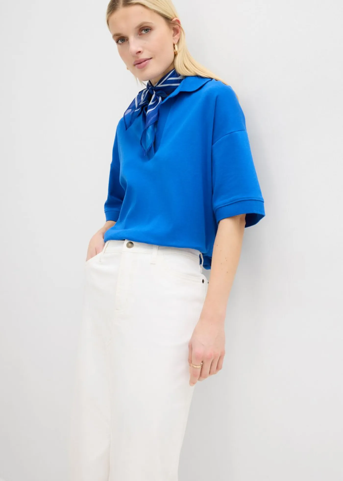 bonprix bonprix Falda vaquera midi Blanco lana Clearance
