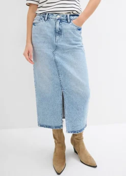 bonprix bonprix Falda vaquera midi azul hielo denim usado Best