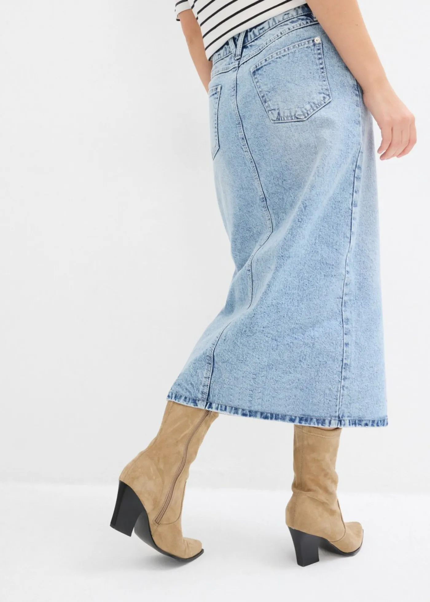 bonprix bonprix Falda vaquera midi azul hielo denim usado Best