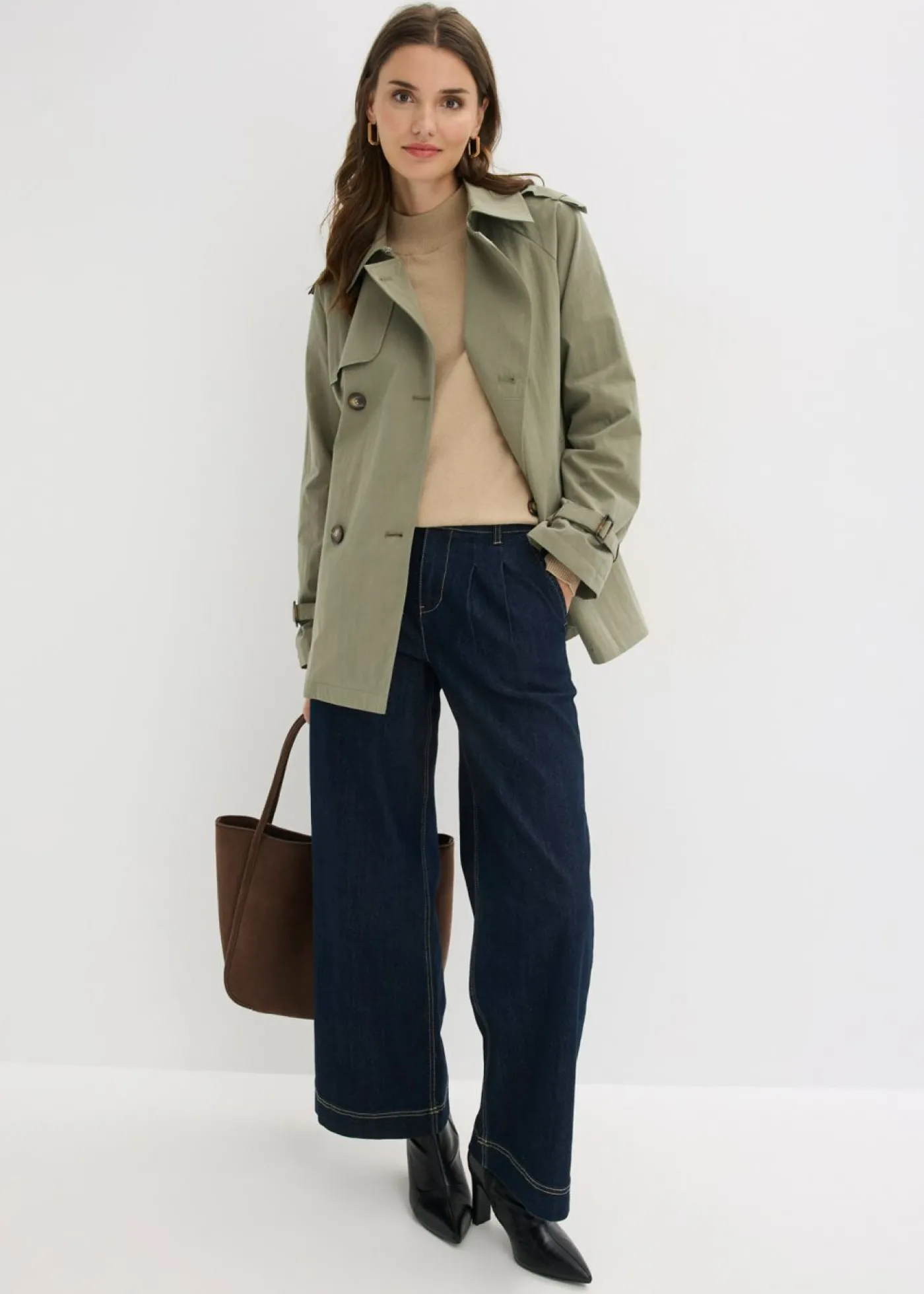 bonprix bonprix Gabardina corta Verde oliva