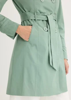bonprix bonprix Gabardina de algodón verde ahumado New