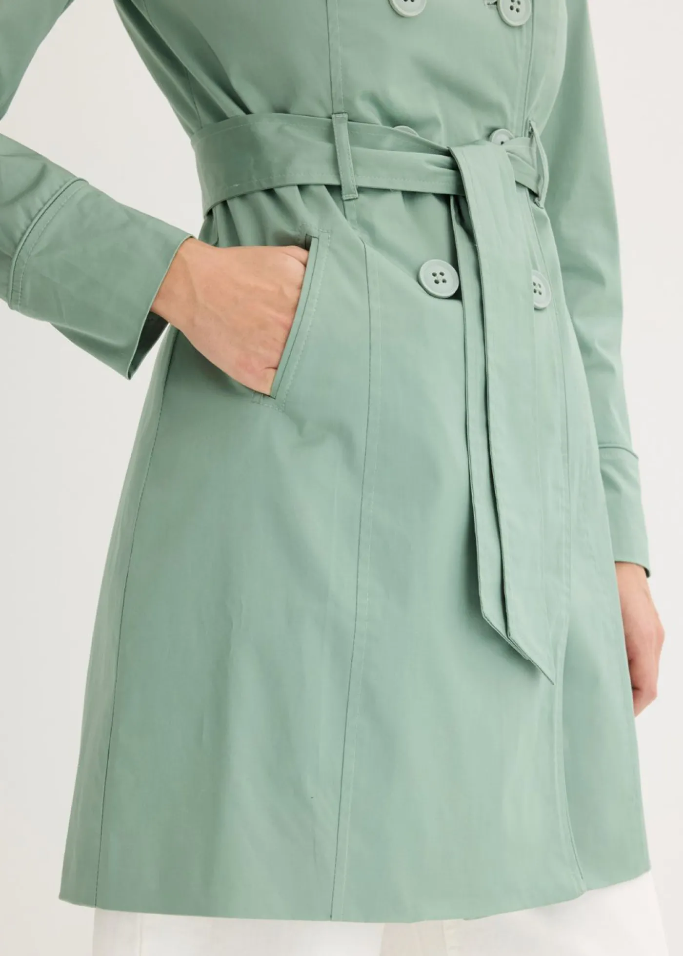 bonprix bonprix Gabardina de algodón verde ahumado New