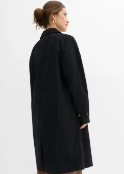 bonprix bonprix Gabardina de botonera sencilla Negro Clearance