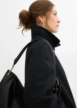 bonprix bonprix Gabardina de botonera sencilla Negro Clearance