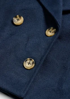 bonprix bonprix Gabardina holgada con aspecto de lana Azul marino Hot