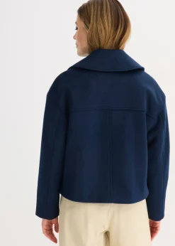 bonprix bonprix Gabardina holgada con aspecto de lana Azul marino Hot