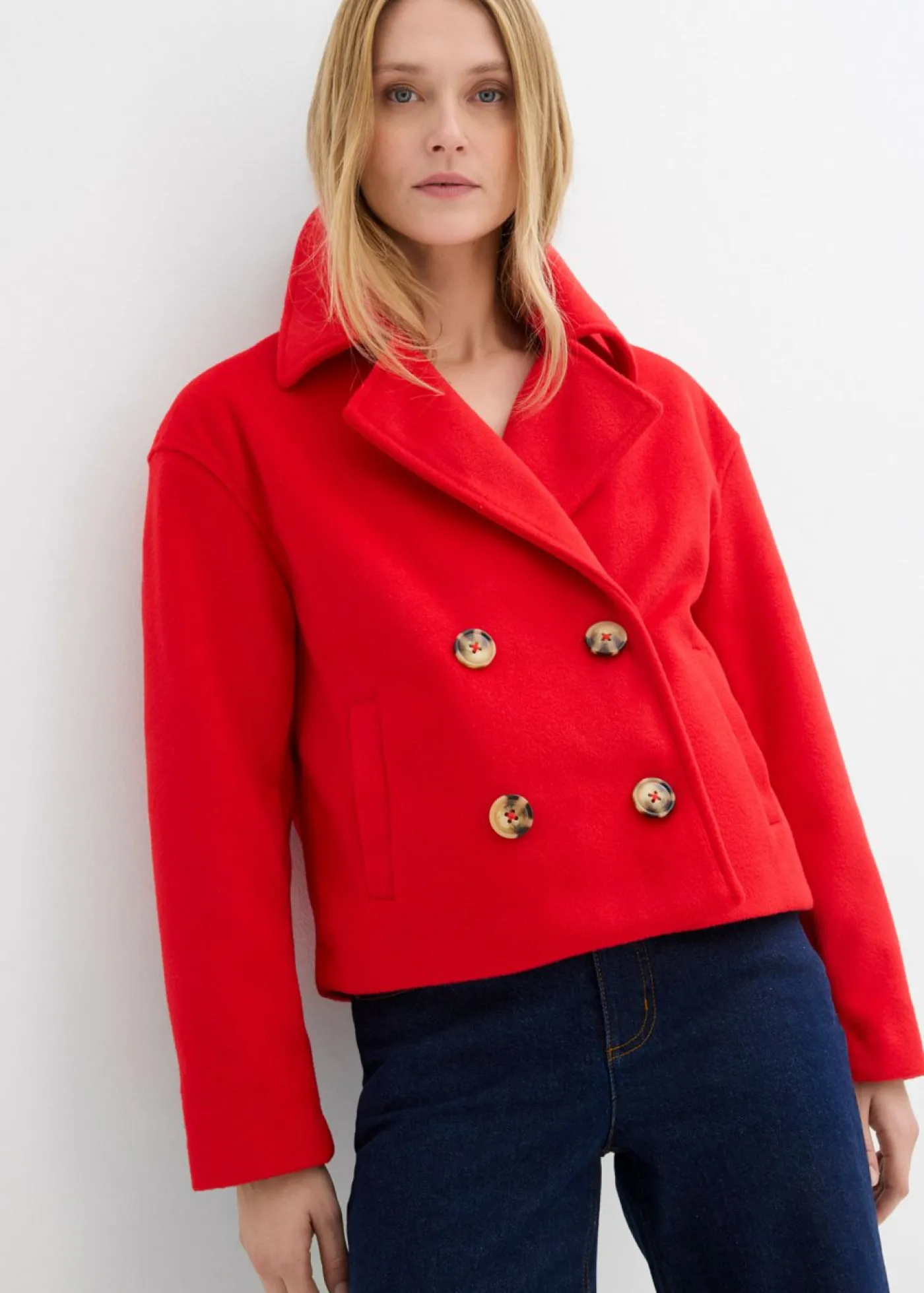 bonprix bonprix Gabardina holgada con aspecto de lana fresa Best