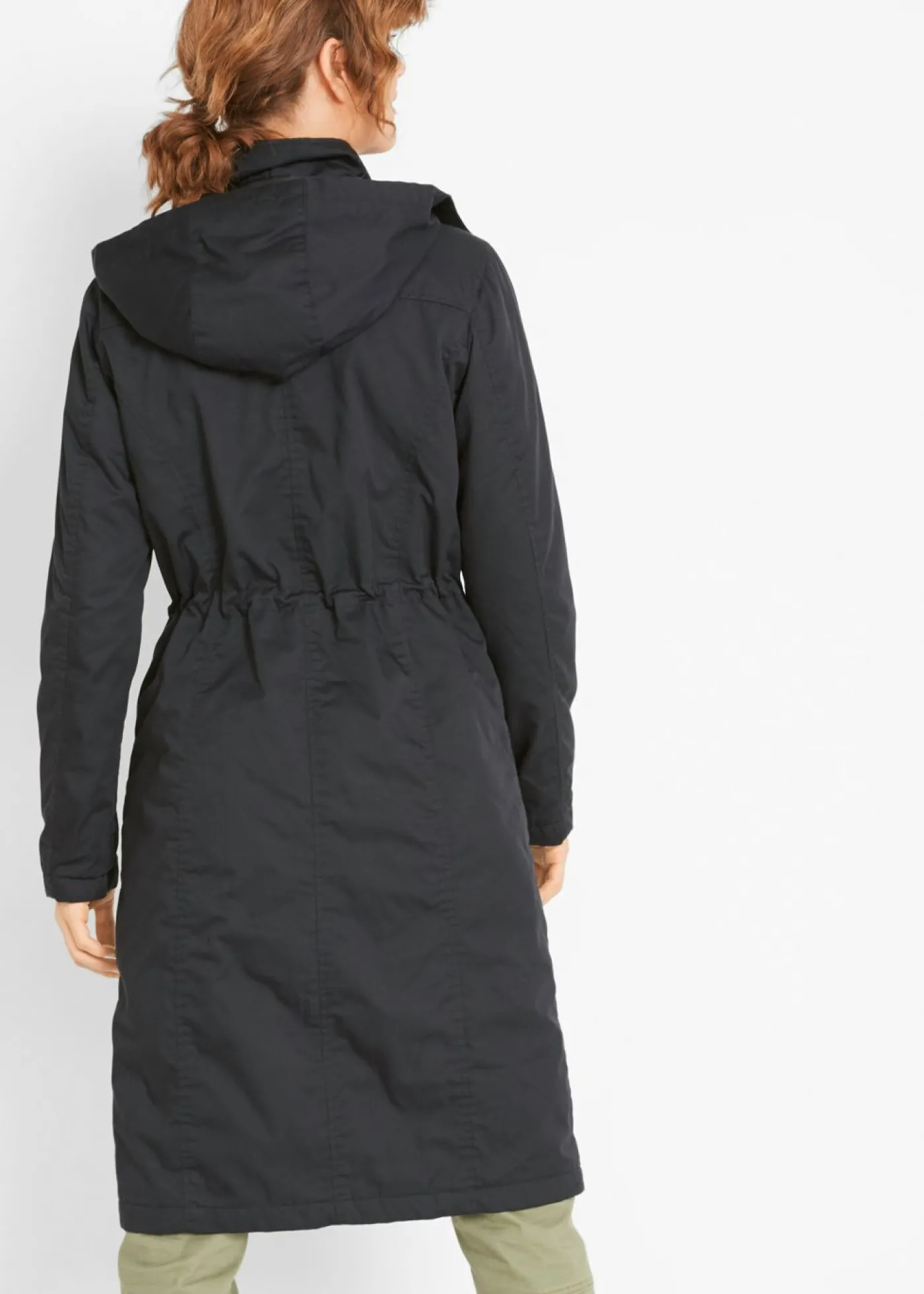 bonprix bonprix Gabardina larga , ajustada en la cintura y ligeramente acolchado con capucha Negro New