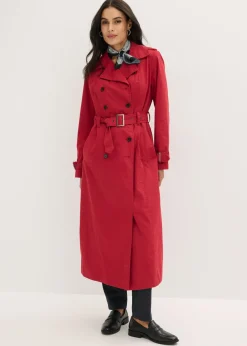 bonprix bonprix Gabardina larga con cinturón Cereza New