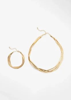 bonprix bonprix Gargantilla y pulsera (2 piezas) de latón latón dorado Online