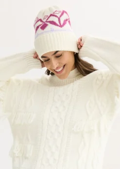 bonprix bonprix Gorro blanco perla-fucsia oscuro Hot