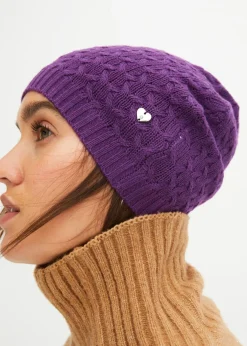 bonprix bonprix Gorro con contenido de cachemira Lila oscuro Discount