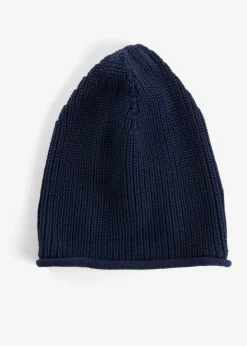 bonprix bonprix Gorro de algodón puro Azul marino Clearance