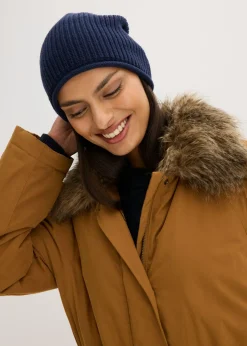 bonprix bonprix Gorro de algodón puro Azul marino Clearance
