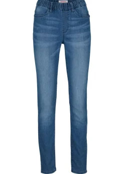bonprix bonprix Jeggings de talle medio Azul desgastado Online