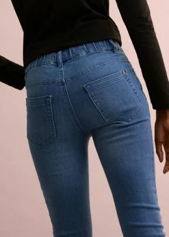 bonprix bonprix Jeggings de talle medio Azul desgastado Online