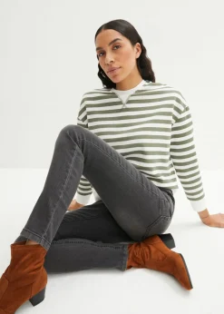 bonprix bonprix Jeggings de talle medio Negro desgastado Clearance