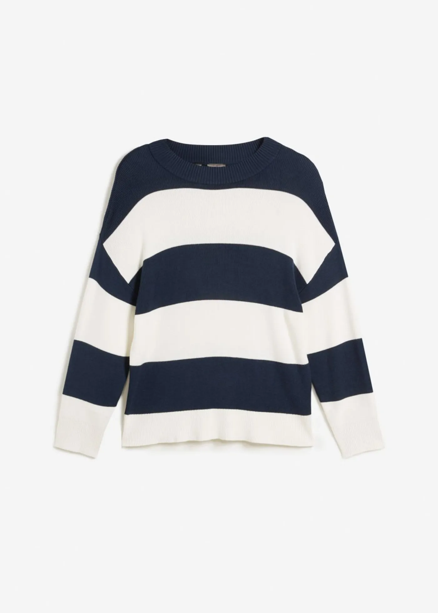 bonprix bonprix Jersey azul marino/blanco lana con rayas Sale