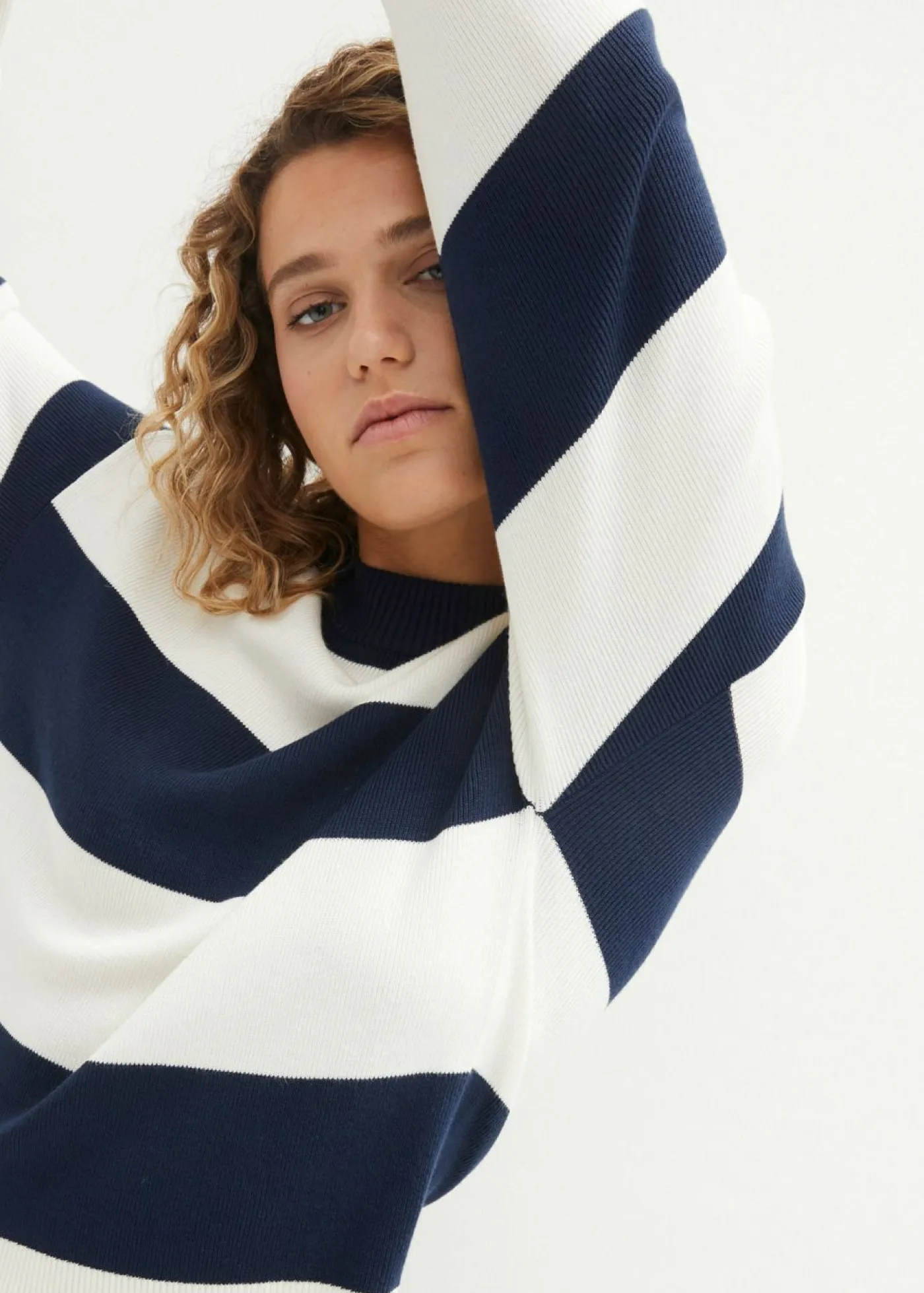 bonprix bonprix Jersey azul marino/blanco lana con rayas Sale
