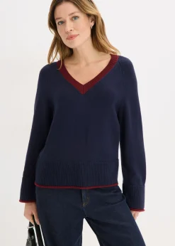 bonprix bonprix Jersey azul marino/rojo rubí Clearance