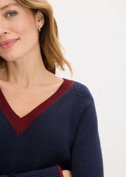 bonprix bonprix Jersey azul marino/rojo rubí Clearance