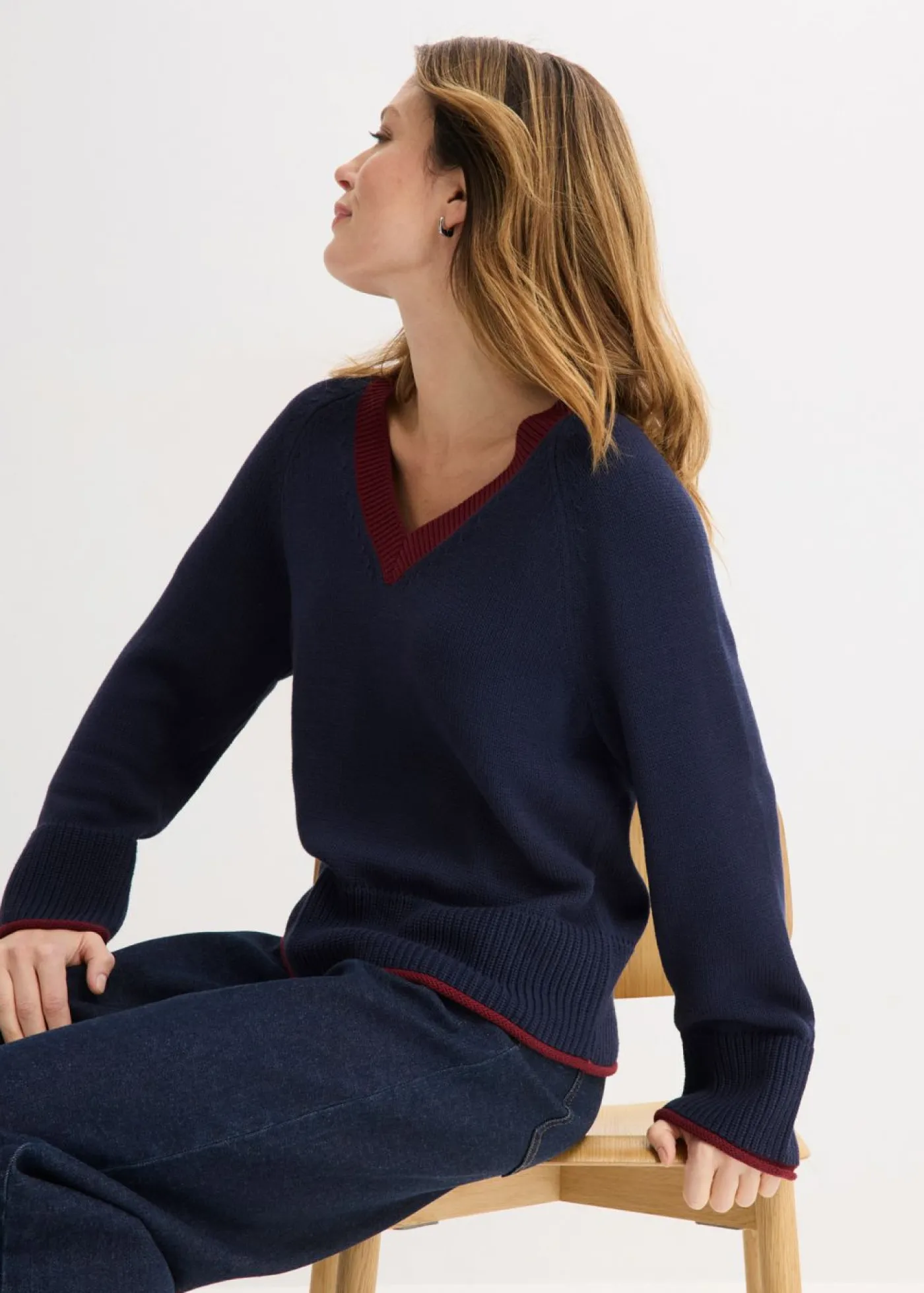 bonprix bonprix Jersey azul marino/rojo rubí Clearance
