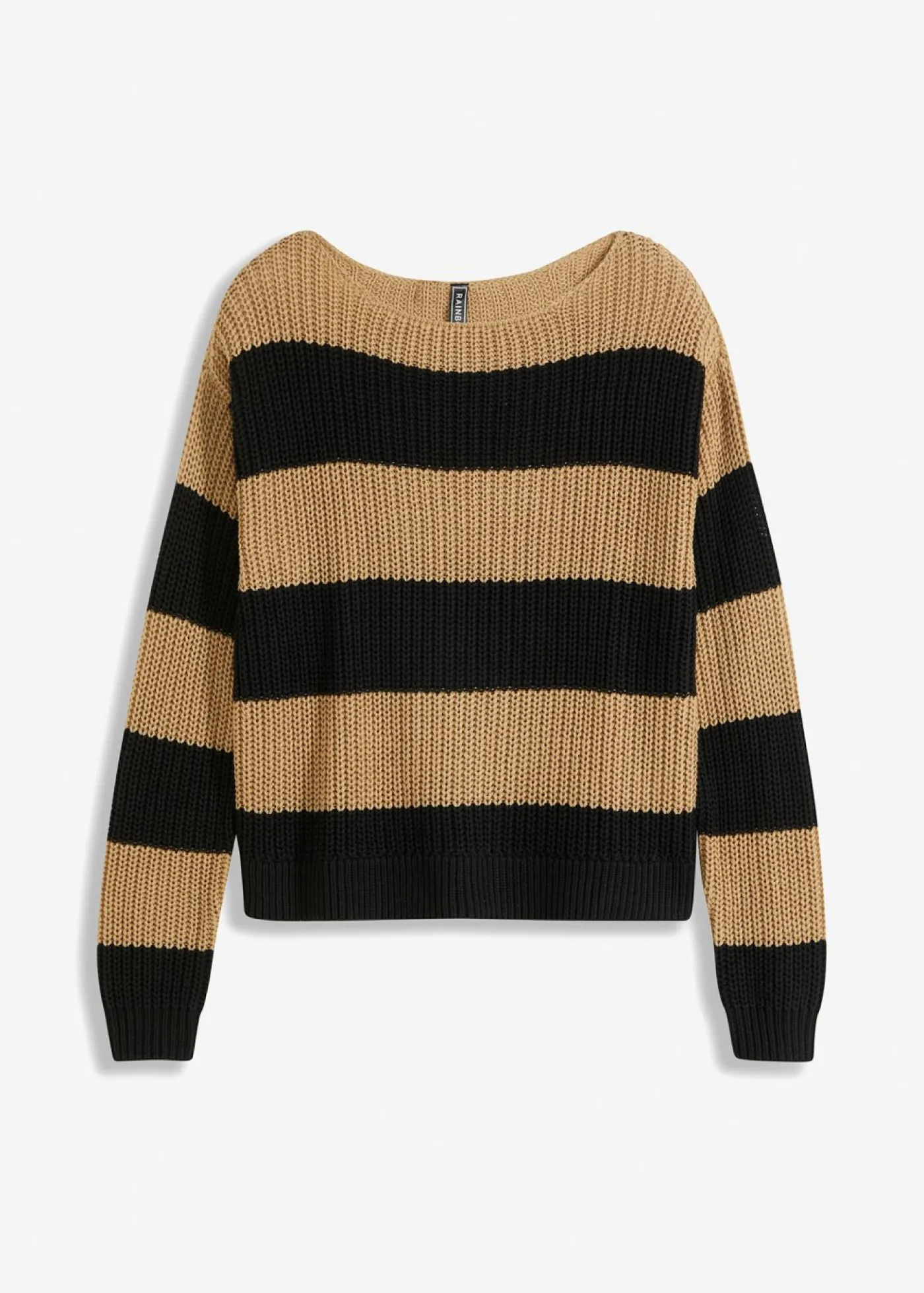 bonprix bonprix Jersey beige nuevo/negro con rayas Clearance