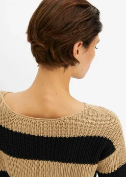 bonprix bonprix Jersey beige nuevo/negro con rayas Clearance