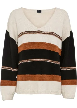 bonprix bonprix Jersey Crema-marrón de rayas Outlet