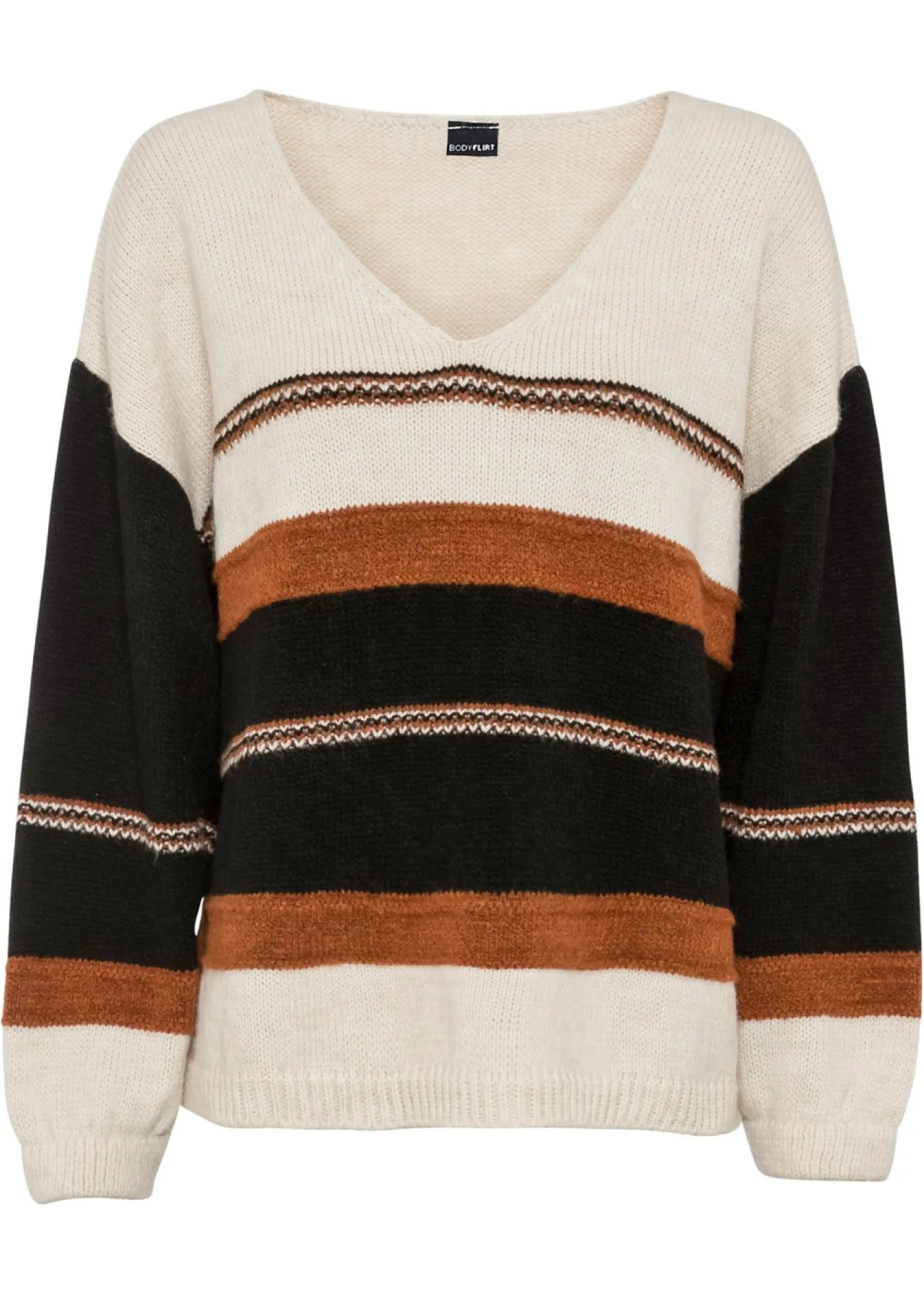 bonprix bonprix Jersey Crema-marrón de rayas Outlet