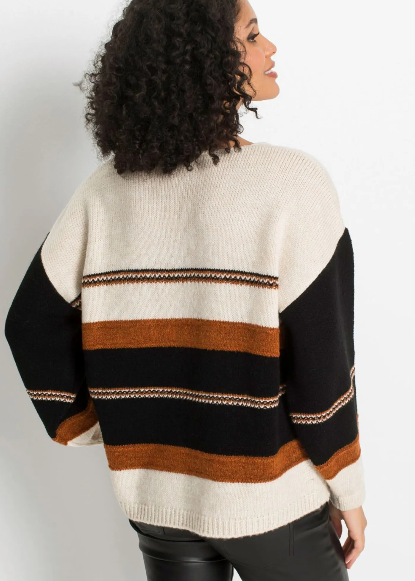 bonprix bonprix Jersey Crema-marrón de rayas Outlet