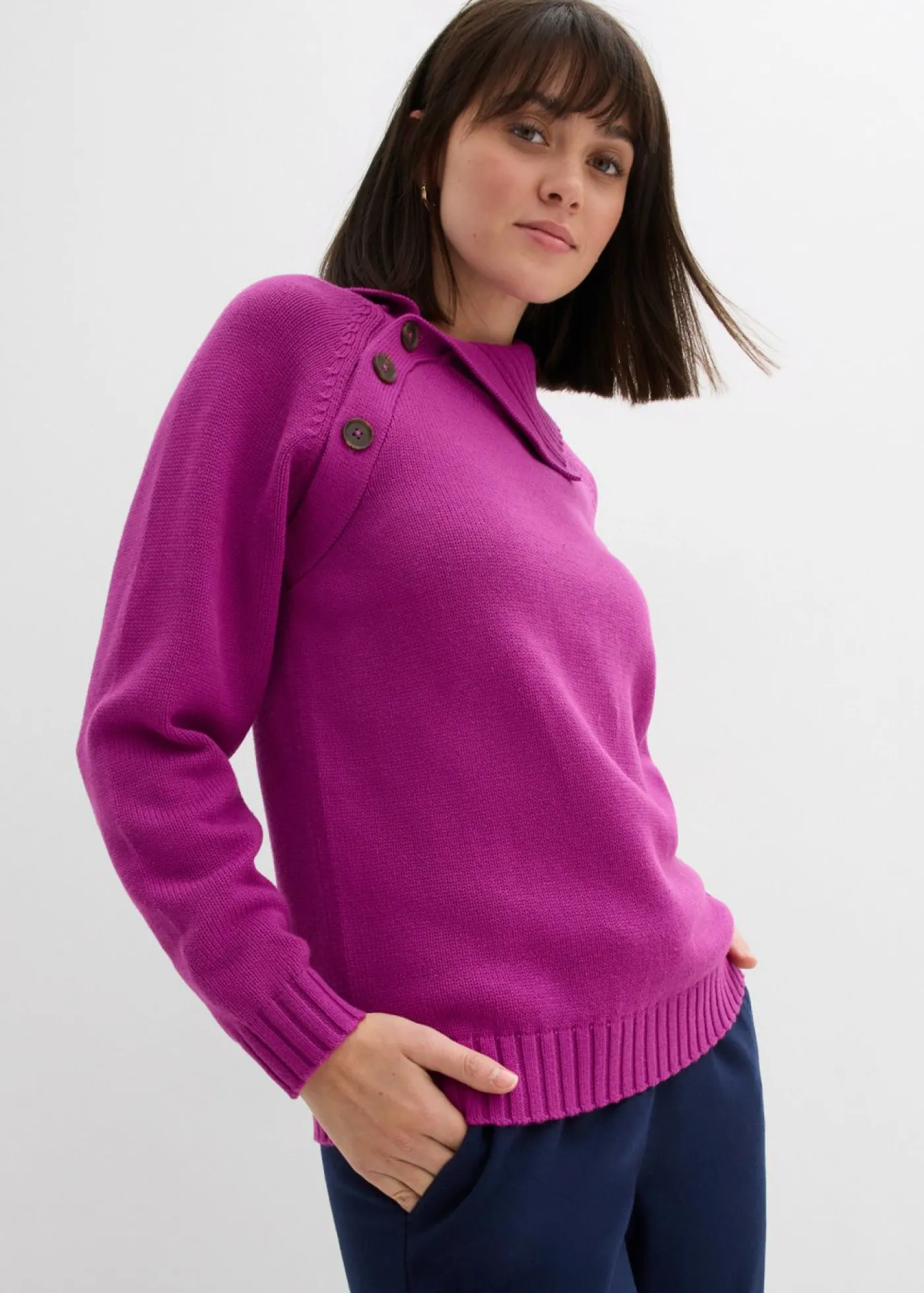 bonprix bonprix Jersey asimétrico Fucsia oscuro Hot