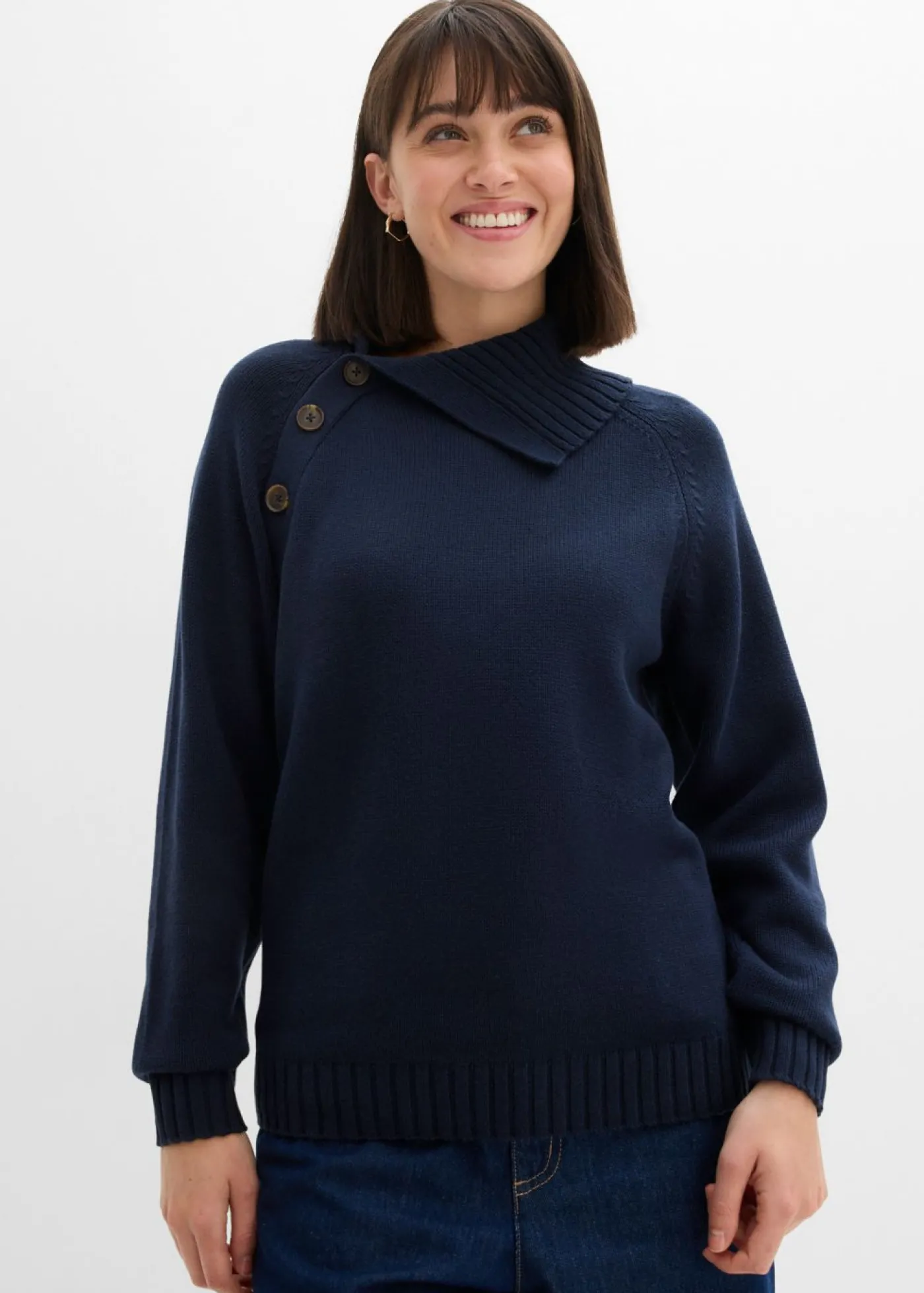 bonprix bonprix Jersey asimétrico Azul marino Outlet