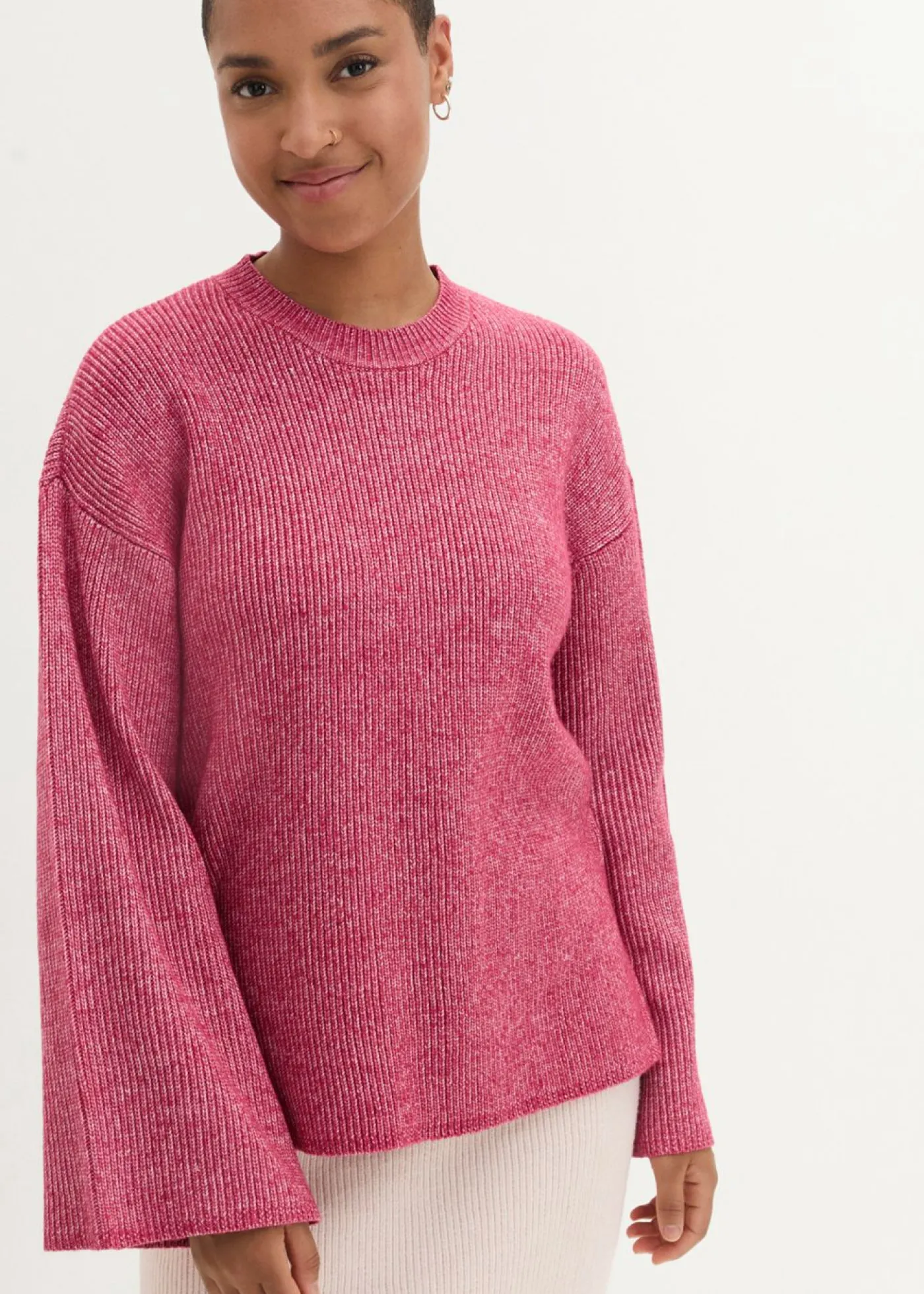bonprix bonprix Jersey boxy rojo sangría-blanco lana moteado Sale