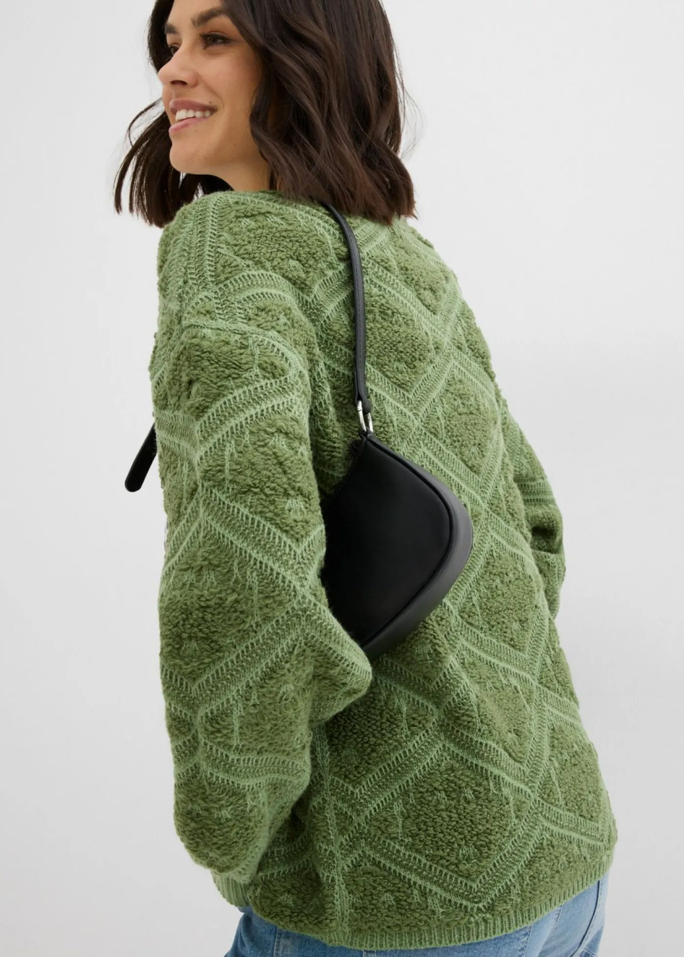 bonprix bonprix Jersey boxy de punto Verde huerta-verde pino estampado Sale