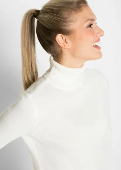 bonprix bonprix Jersey básico de punto fino con cuello alto Blanco lana Sale
