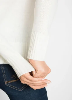 bonprix bonprix Jersey básico de punto fino con cuello alto Blanco lana Sale