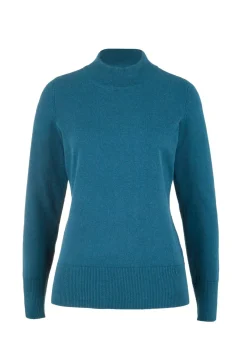 bonprix bonprix Jersey básico de punto fino con cuello alto y algodón reciclado Azul petróleo Online