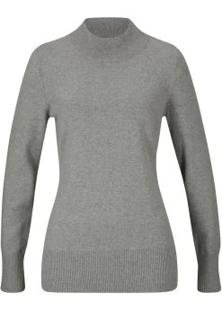bonprix bonprix Jersey básico de punto fino con cuello alto y algodón reciclado Gris Clearance