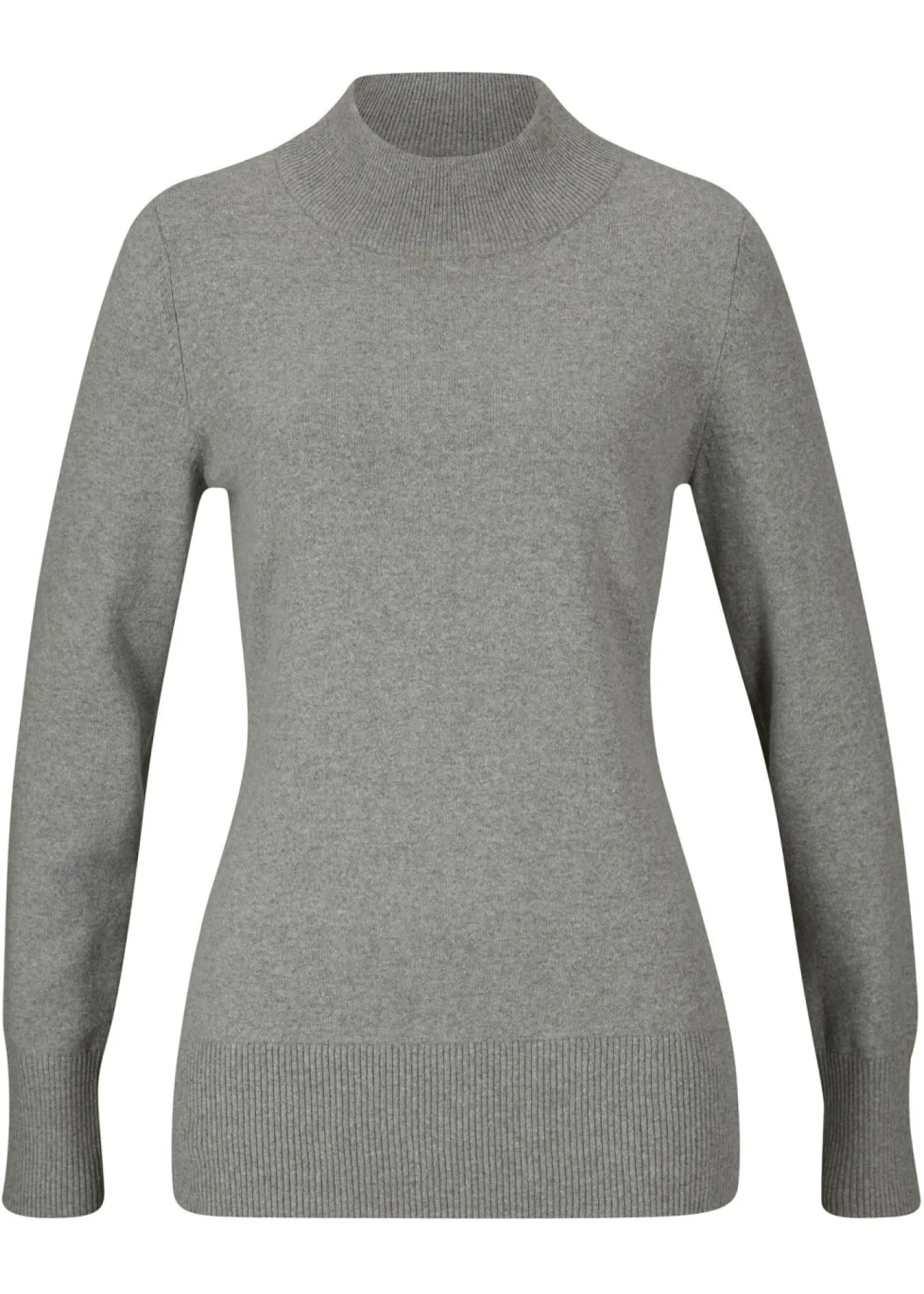 bonprix bonprix Jersey básico de punto fino con cuello alto y algodón reciclado Gris Clearance